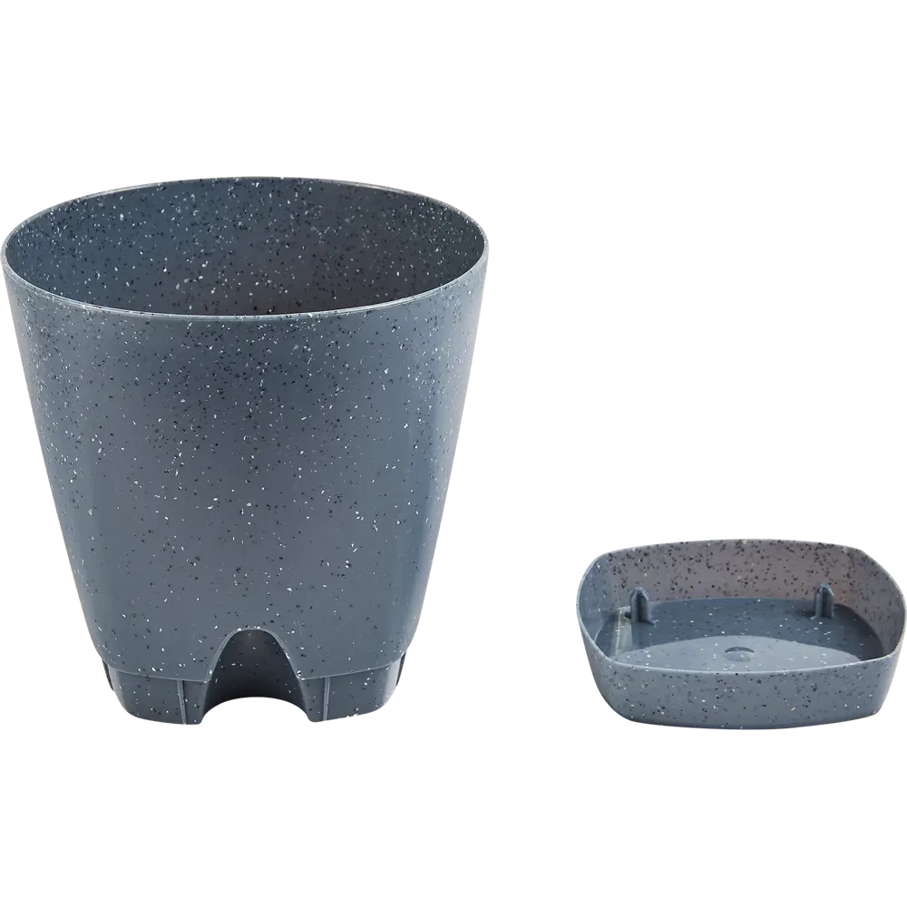 Горшок цветочный Ingreen Stone ø11 h10.7 см v0.65 л пластик темный серый STLM-2071821 - Вид №1