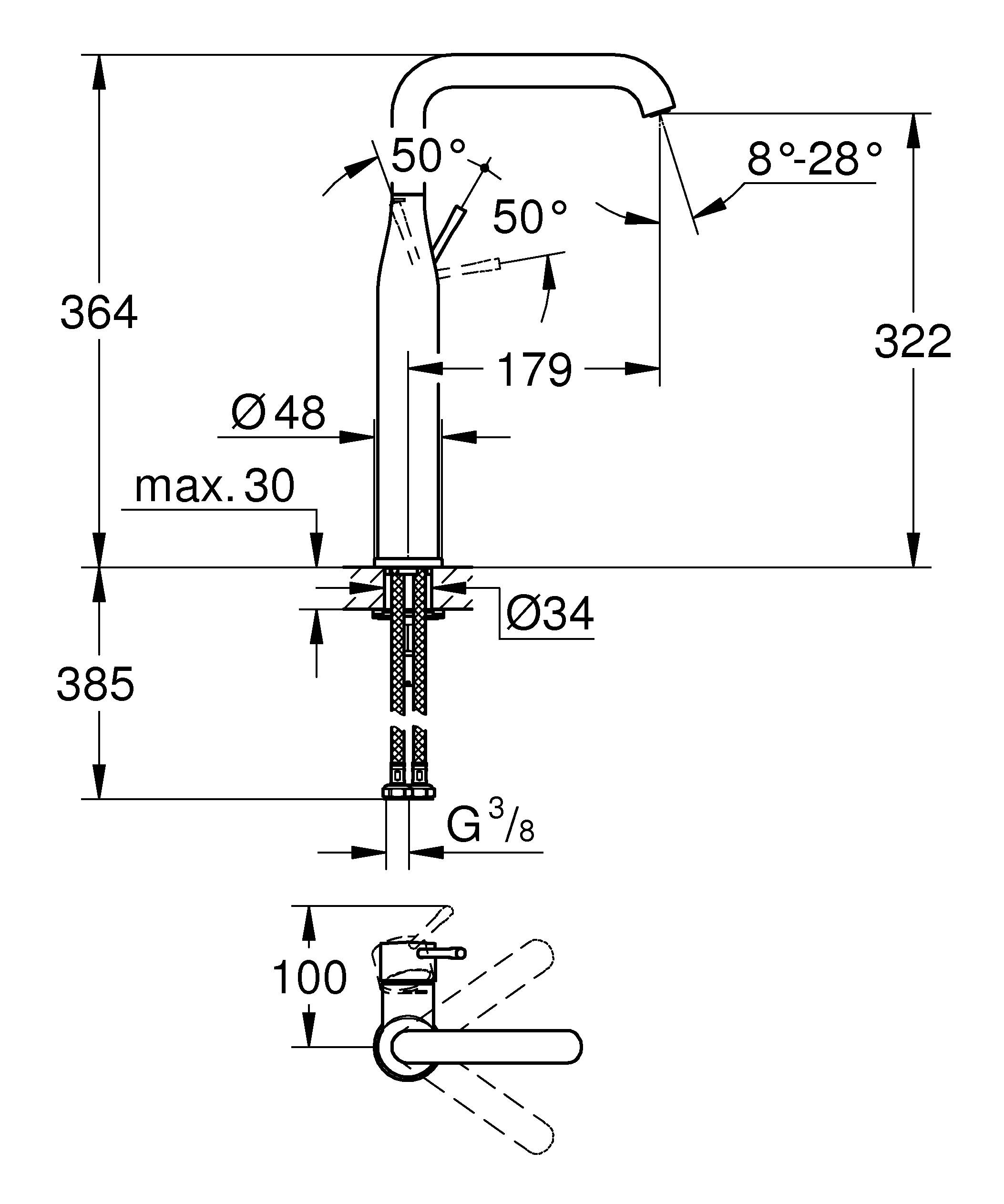 Смеситель для раковины GROHE Essence New, никель матовый (32901EN1) - Вид №1