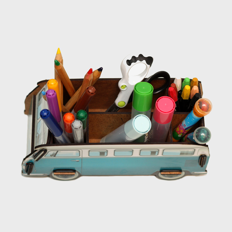 0007 Настольный органайзер vw t1 camper синий BadLab  - Вид №3