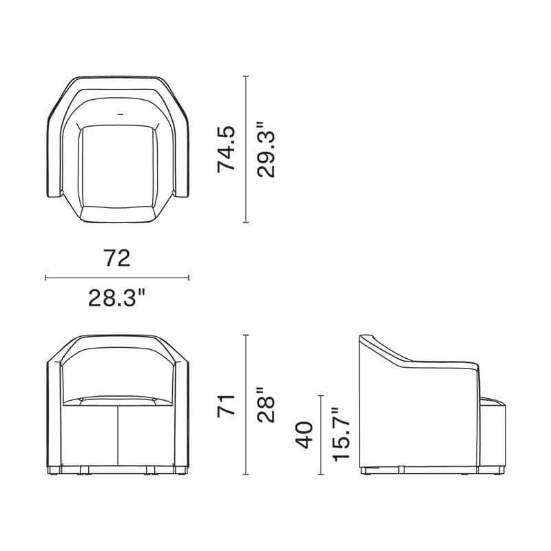 Тканевое кресло с подлокотниками District Eight Багуа ARCH-00066955 - Вид №7