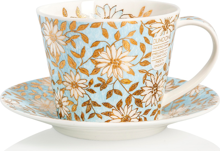 10604574 Dunoon Чашка чайная с блюдцем Dunoon "Аква.Айлей" 350мл Фарфор костяной 
