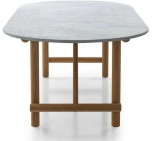 B&B Italia Outdoor Овальный садовый стол из дерева и змеевика Ayana