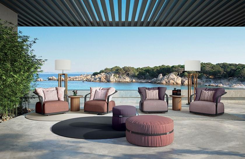 Atmosphera Круглый садовый пуф со съемным чехлом из ткани Levante e ponente Cxpn.pf - Вид №2