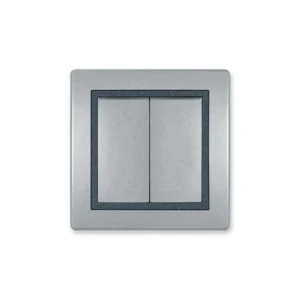 91693955 Выключатель встраиваемый Aling-conel Prestige 606.S2S 2 клавиши цвет серебряный/графитовый STLM-1453075