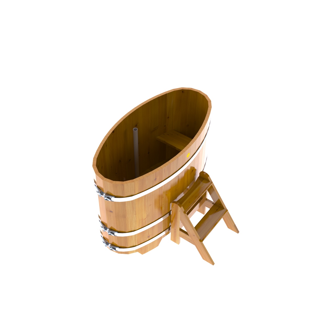 2171 Купель овальная из лиственницы Рустик 0,69х1,31х1,0 натуральная Alyarus  - Вид №1