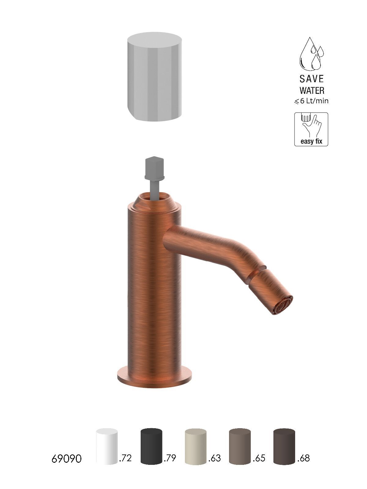 Смеситель для биде из нержавеющей стали с ограничителем расхода Rubinetterie Frattini Pepe XLS 316 ARCH-00055029 - Вид №5