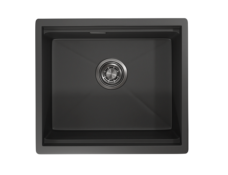 KS-5045U, ЧЕРНЫЙ МАТОВЫЙ, стальная кухонная мойка KITCHEN SPACE GRANULA KS-5045U-ST357 - Вид №1