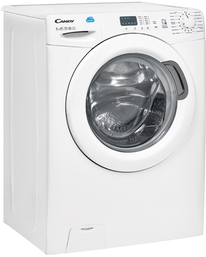 CS34 1051D1/2-07 Стиральные машины / узкая стиральная машина, 85x60x34, smart touch, загрузка фронтальная, 5кг, до 1000 об/мин при отжиме, светодиодная индикация, белая Candy Santreyd  - Вид №2