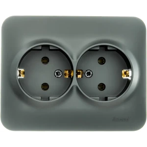 Розетка двойная встраиваемая Lezard Asti с заземлением цвет кремовый