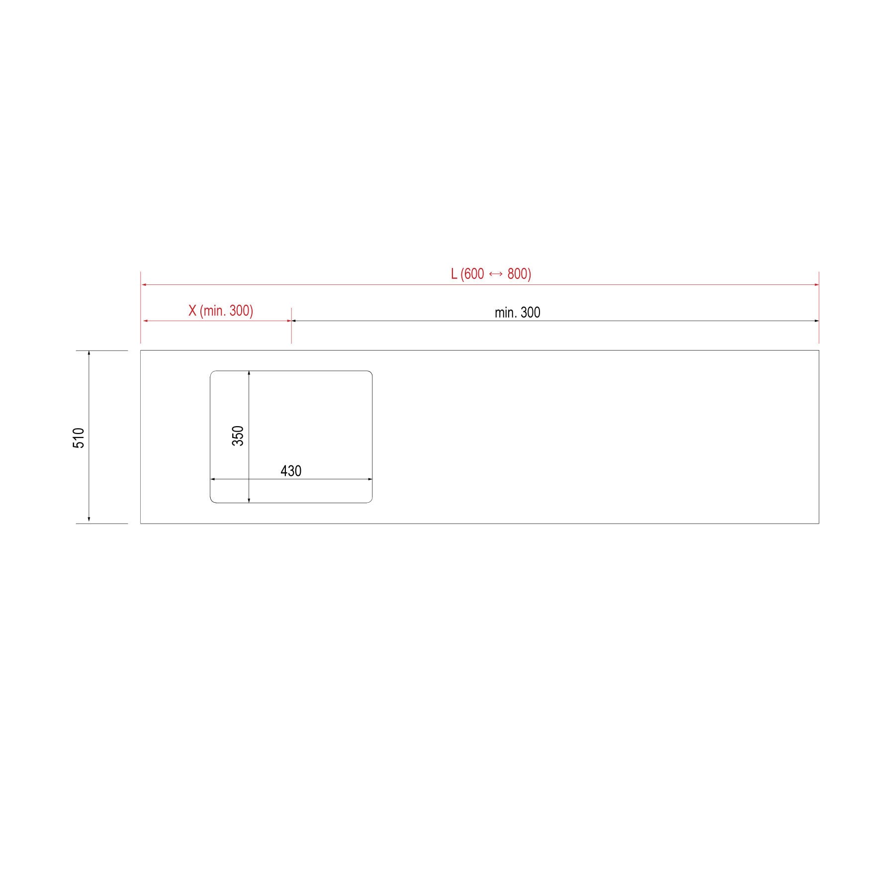26322 SALGAR COMPAKT 51 от 600 до 800 мм с 1 полувстроенной раковиной БЕТОН  - Вид №1