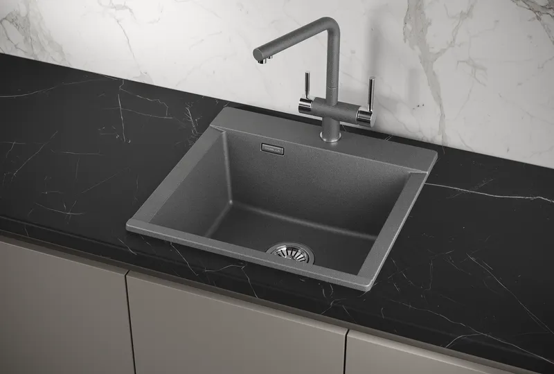 ES-5201, ГРАФИТ (ЧЁРНО-СЕРЫЙ), кухонная мойка, кварц, ESTETICA