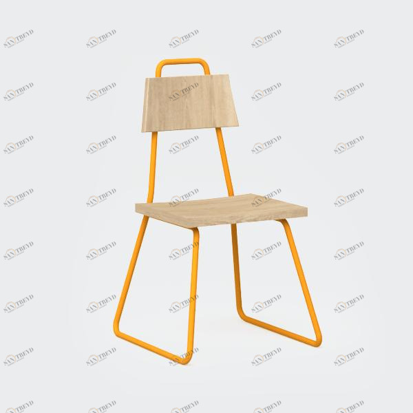 Стул с металлическими ножками и деревянным сиденьем оранжевый Bauhaus WOODI  00-3966233 Оранжевый 