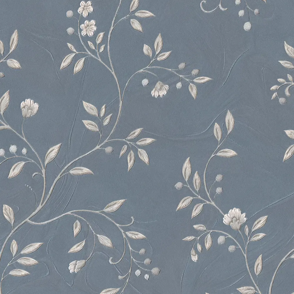 Флизелиновые обои Московская обойная фабрика Ника синие с растительным рисунком 1.06 м 89440857 STLM-1580786 - Вид №1
