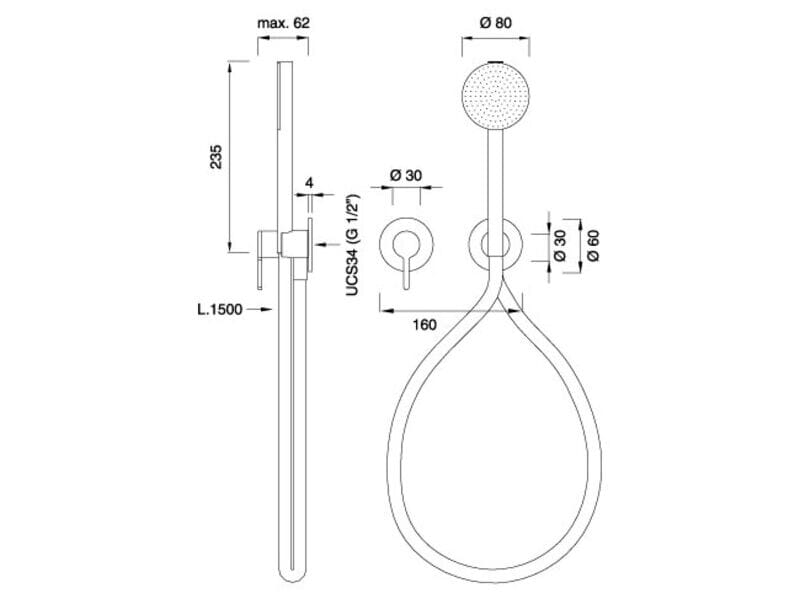 Настенный смеситель для ванны / душа с ручным душем CEADESIGN INNOVO ARCH-00094651 - Вид №2