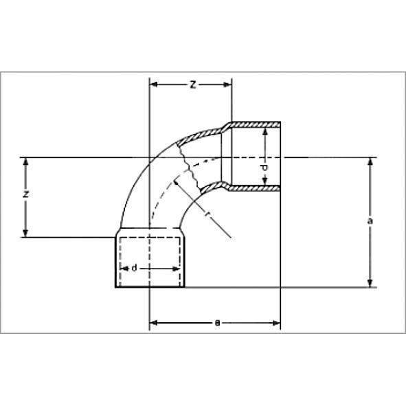 15002A159 SANHA 5002A отвод 90° ВП-ВП,  159 мм  - Вид №1