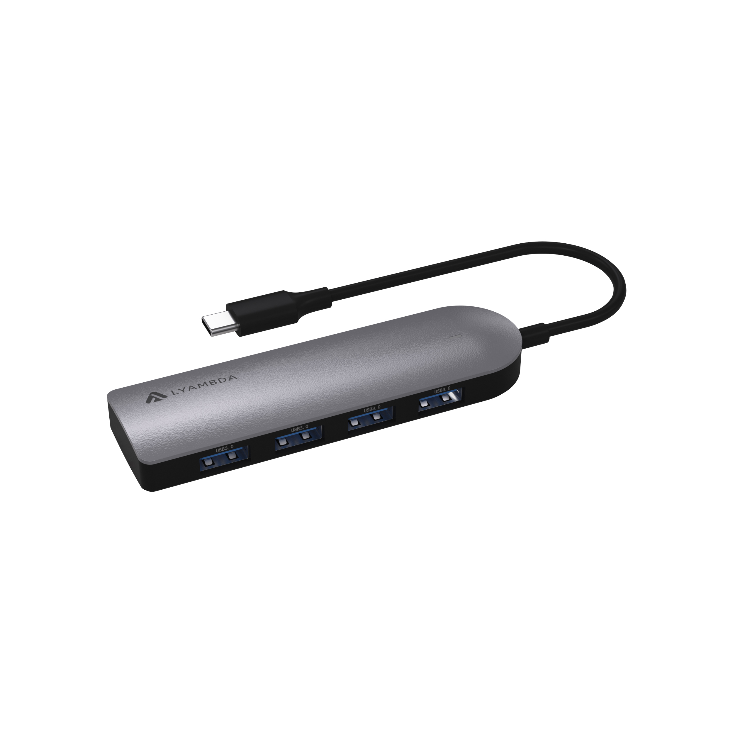 LC113 Разветвитель type-c usb 3.0 *4 hub slim gray LYAMBDA Santreyd  - Вид №2