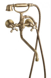 12011СМ25CR Смеситель Deco Classic с длинным изливом (25см) и ручным душем для ванной, цвет хром