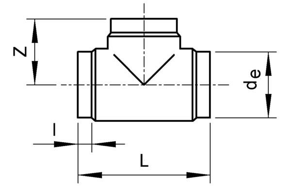 SANIT 72702016450 Тройник 90 °, PP, SDR 17 / 17,6 - короткая  - Вид №1