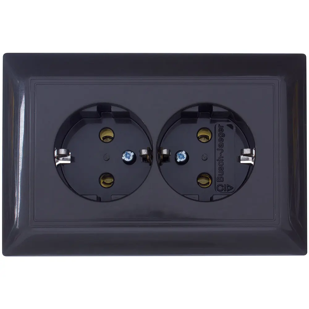 Розетка ABB BJB Basic 55 Шато 2 разъема с заземлением моноблок цвет чёрный STLM-2020638 - Вид №1
