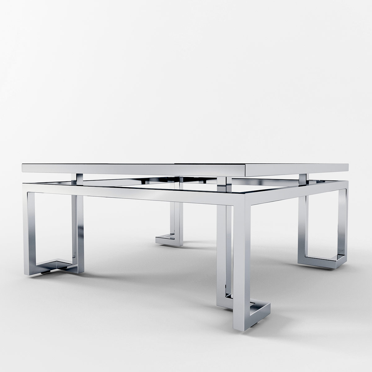 Журнальный столик со стеклянной столешницей 100х100 черный Florian DELIGHT COLLECTION  00-3882223 Хром;черный  - Вид №2