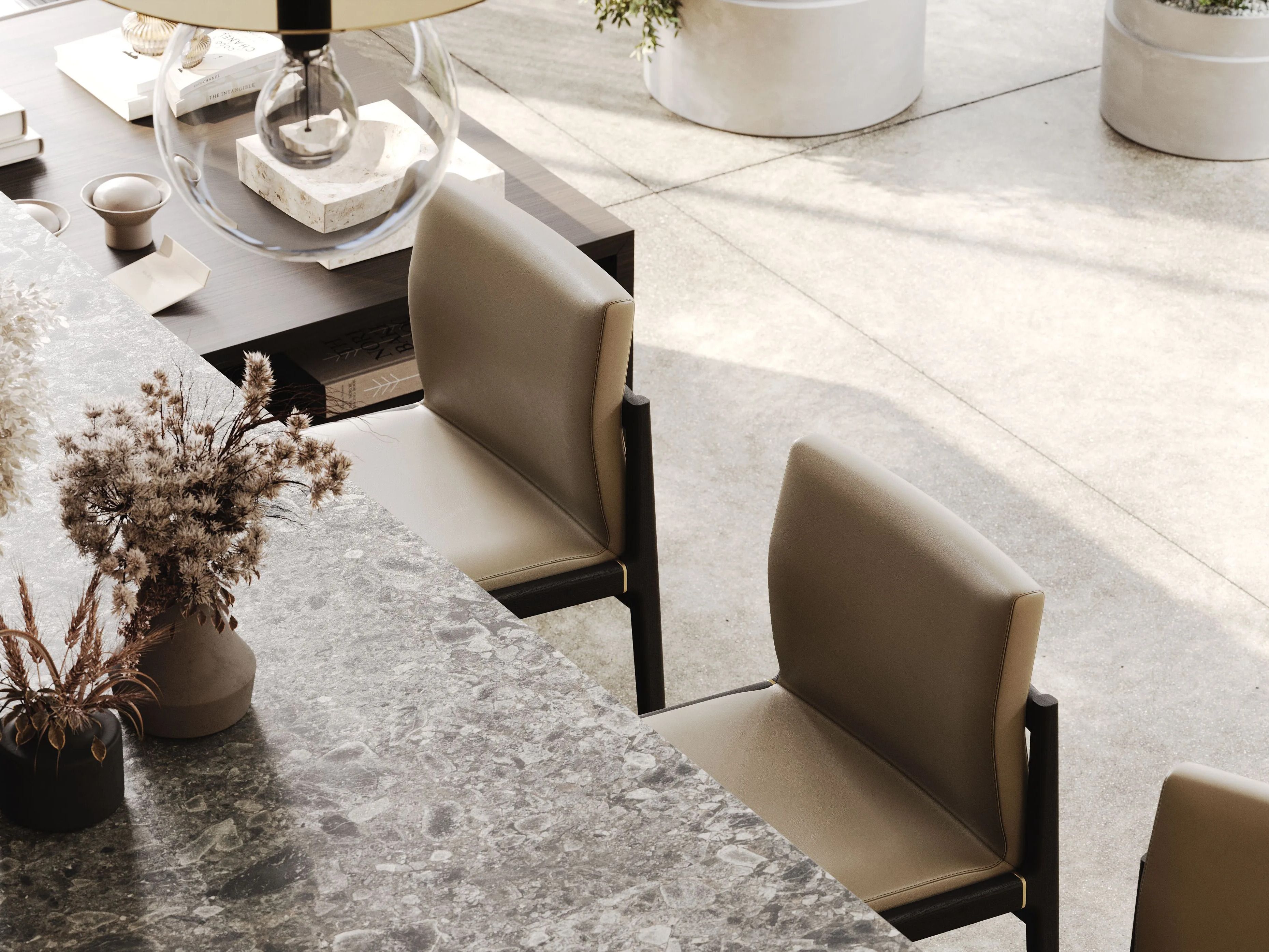 Высокий кожаный стул Laskasas холст ARCH-00073338 - Вид №2