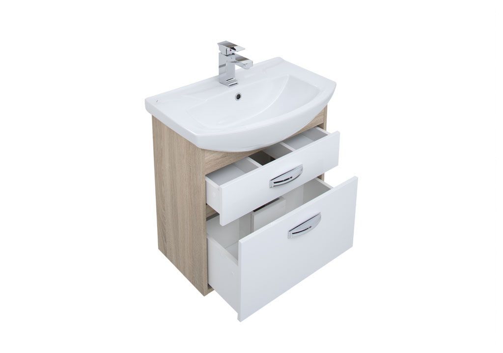 Тумба с раковиной Aquanet Грейс 65 дуб сонома/белый (2 ящика) 0019837700182642 - Вид №3