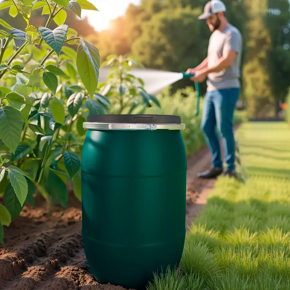 Бочка BEGINIA 127 л зеленая пластиковая с крышкой 89403517 STLM-1573545 - Вид №4