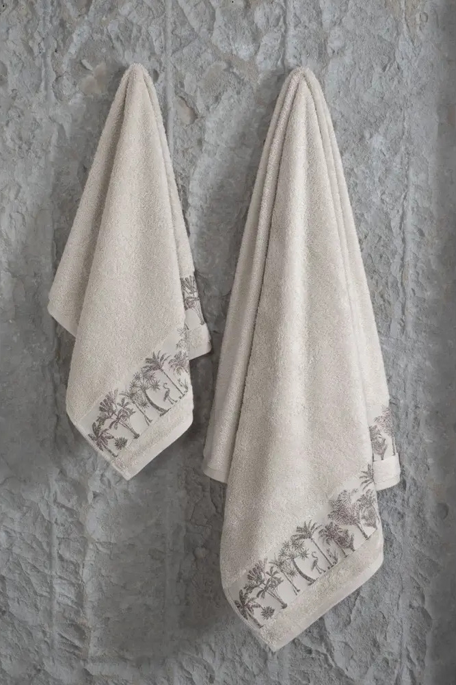 91743710 Полотенце Arya Home Palm для ванной 70x140 см камень STLM-0989236