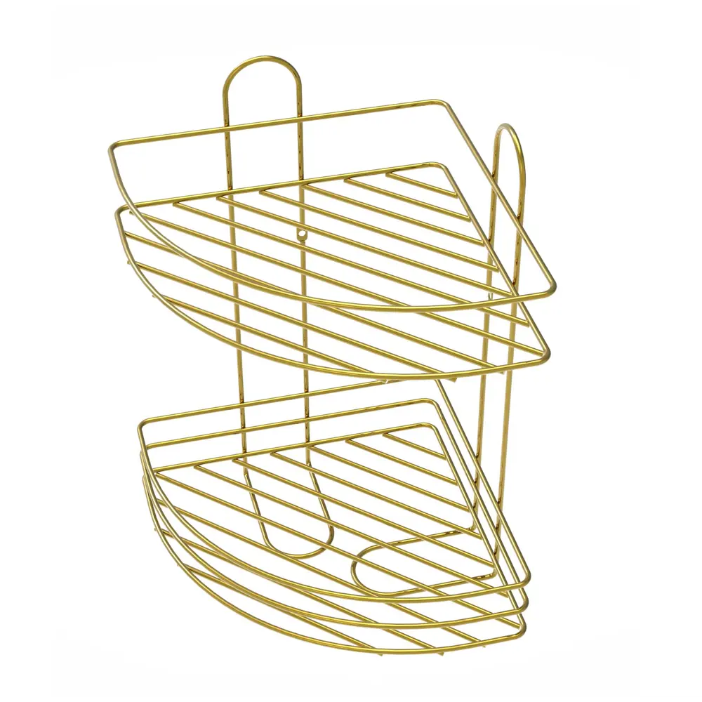 Полка для ванной Lemer Nil двухъярусная 23x23 см металл цвет золото STLM-2001198 - Вид №5