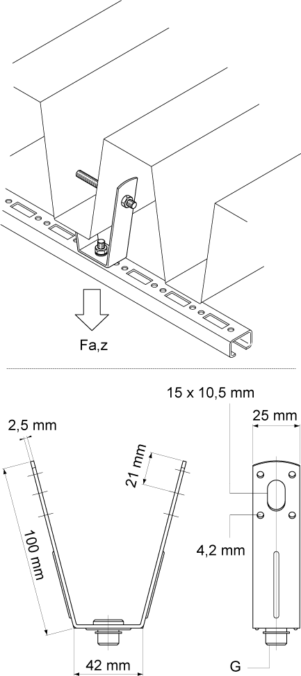 6785008 Крепление для труб  BIS Подвеска-трапеция VdS для монтажа к профлисту WALRAVEN  - Вид №1