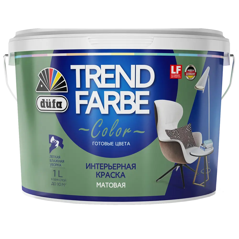 Краска для стен и потолков Trend Farbe цвет Зеленый мох 1 л Dufa STLM-2129684 - Вид №1