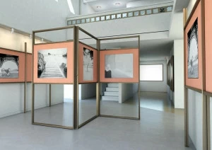 STUDIO T Двусторонняя напольная подставка из алюминия Pannelli espositivi per mostre