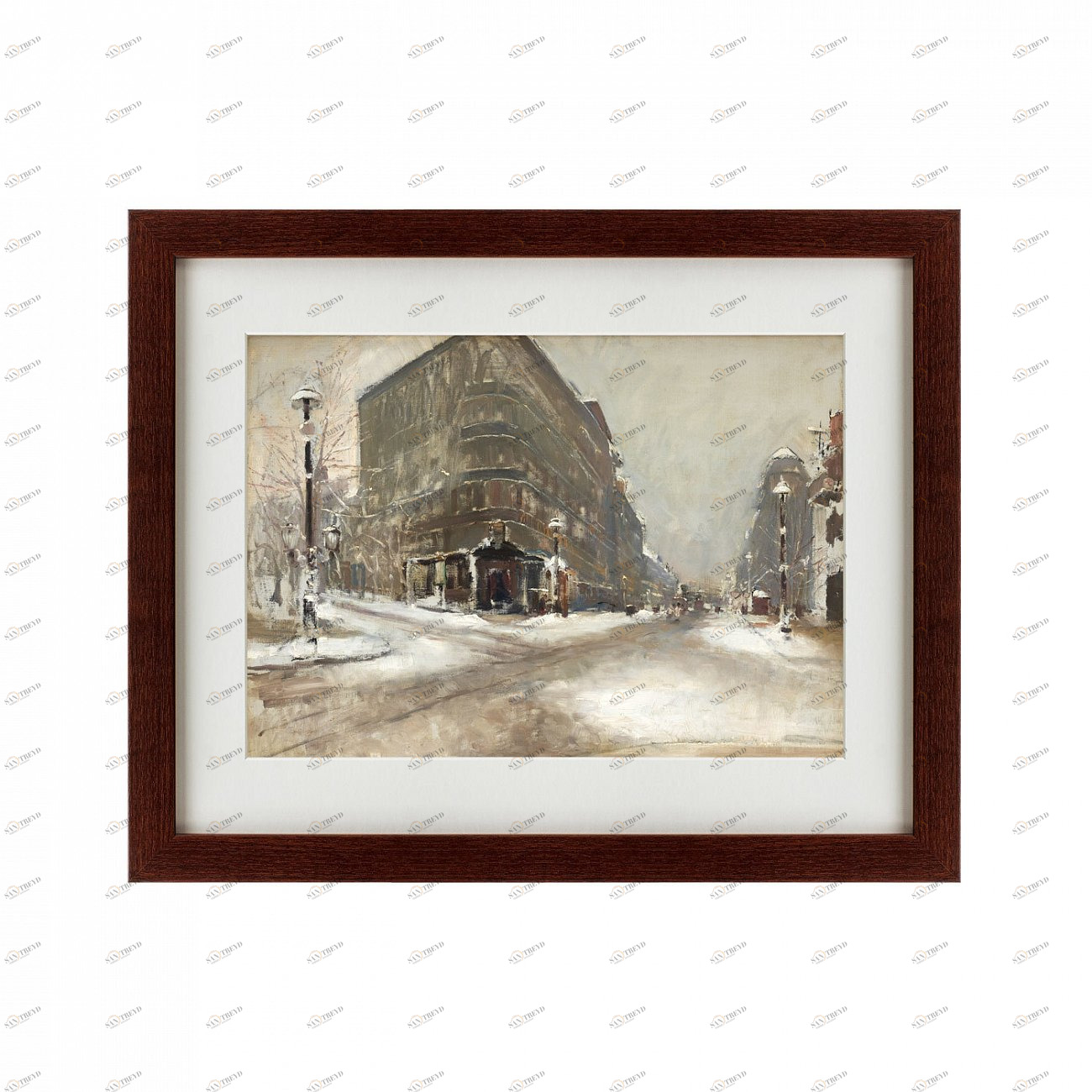 Картина в деревянной раме 52х42 см Winter in Paris, 1894 КАРТИНЫ В КВАРТИРУ  135530 Бежевый;белый;черный;разноцветный 