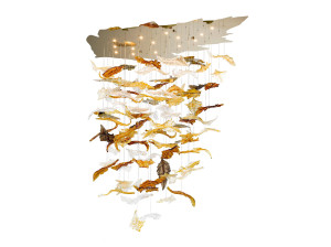 Потолочный светильник из дутого стекла с листьями водопада