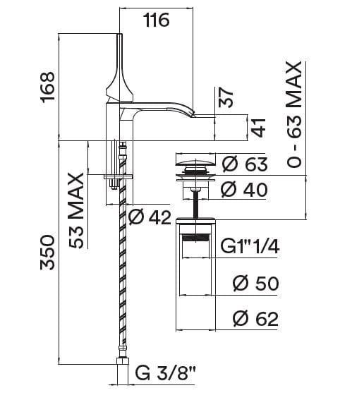 Однорычажный смеситель для раковины с аэратором Bossini Apex ARCH-00121579 - Вид №5
