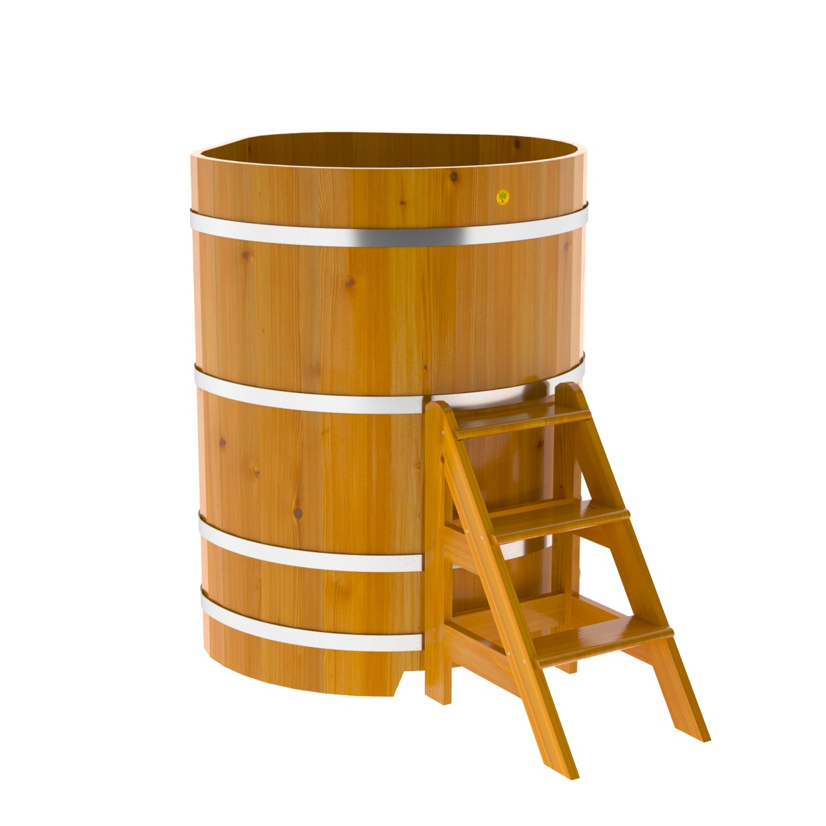 2308 Купель угловая из лиственницы Рустик 1,03х1,03х1,4 натуральная Alyarus  - Вид №1