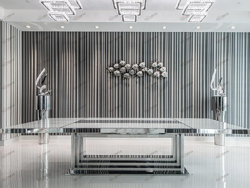 Officine Sandrini Прямоугольный обеденный стол из нержавеющей стали и стекла Frame sun-id-1493477