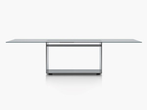 Прямоугольный стол из нержавеющей стали и стекла