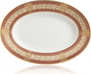10585602 Haviland Блюдо овальное 23,5см "Салон Мюрат" (вишневый, золотой декор) Фарфор, Керамика