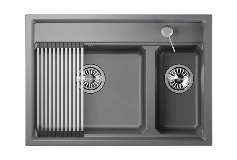 KS-7302, АЛЮМИНИУМ, кухонная мойка, кварц GRANULA 7302-ST333 - Вид №1