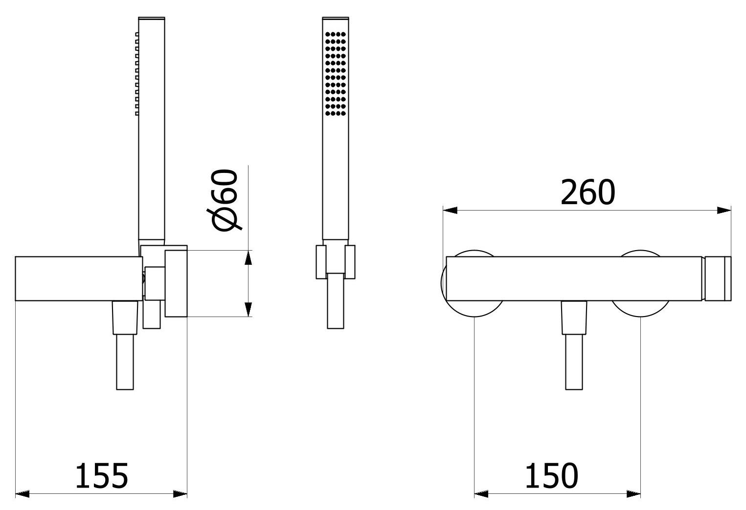 Открытый смеситель для душа с ручным душем IB сердцеед ARCH-00051079 - Вид №2