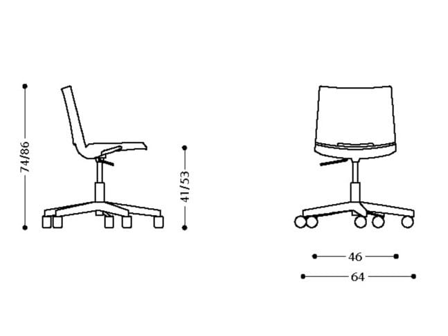5-спицевое вращающееся офисное кресло с колесами LAMM Hl3 ARCH-00125227 - Вид №2