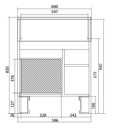 У83301 Тумба с раковиной Mira 60Н 2д. Белый глянец 1 Marka MIRA - Вид №10