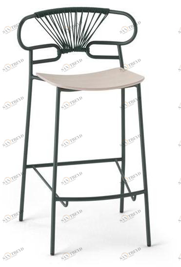 Табурет из металла и бука с подставкой для ног Genoa 0049-met-cross Santreyd