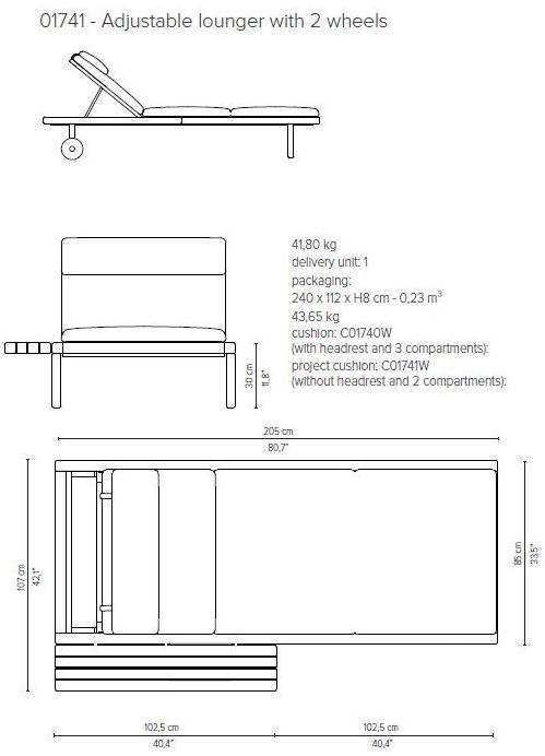 TRIBÙ Садовая кушетка из тика на колесиках Vis à vis 01741 - Вид №4