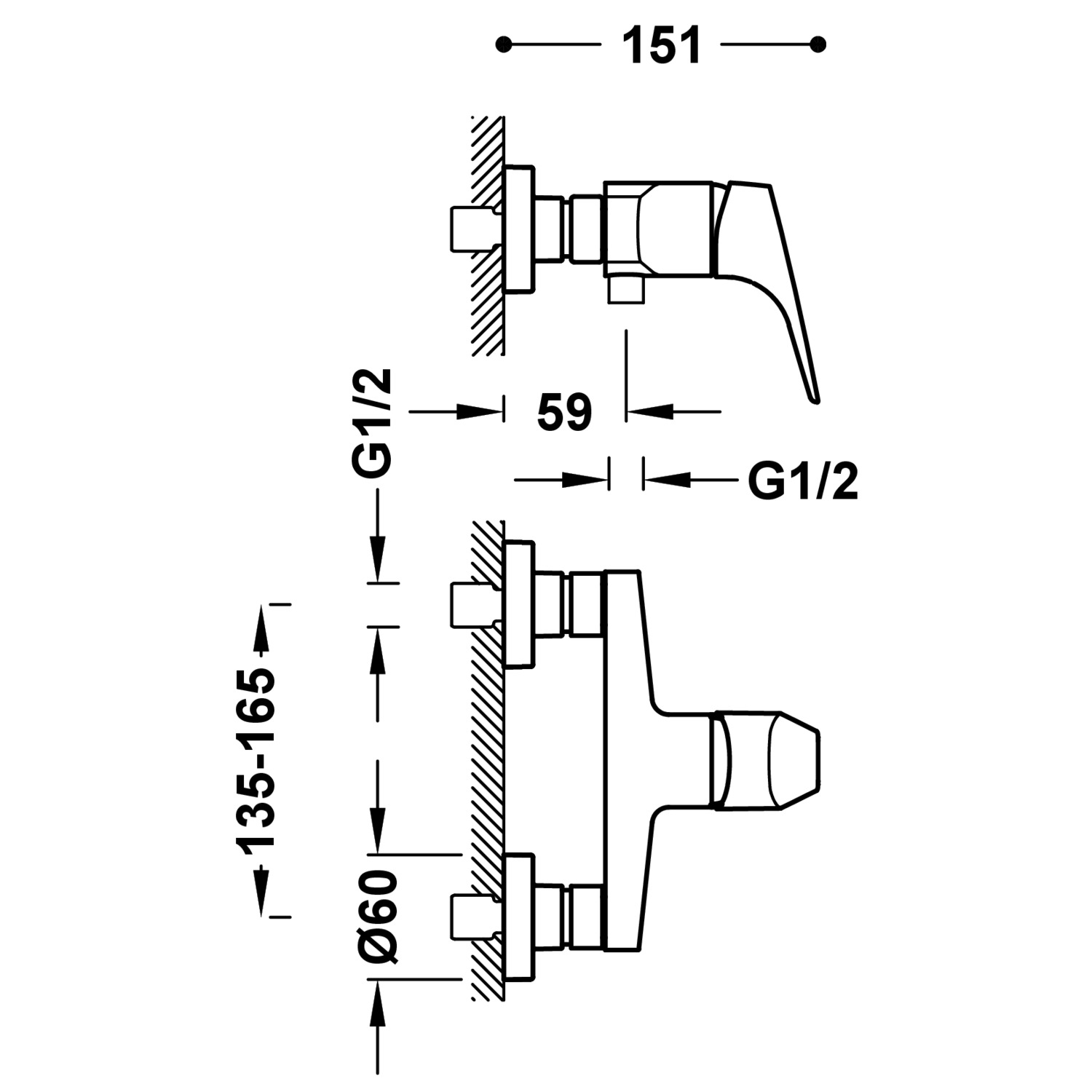 CANIGÓ Wall-mounted single-handle shower mixer tap-21726701 TRES Canigo - Вид №1