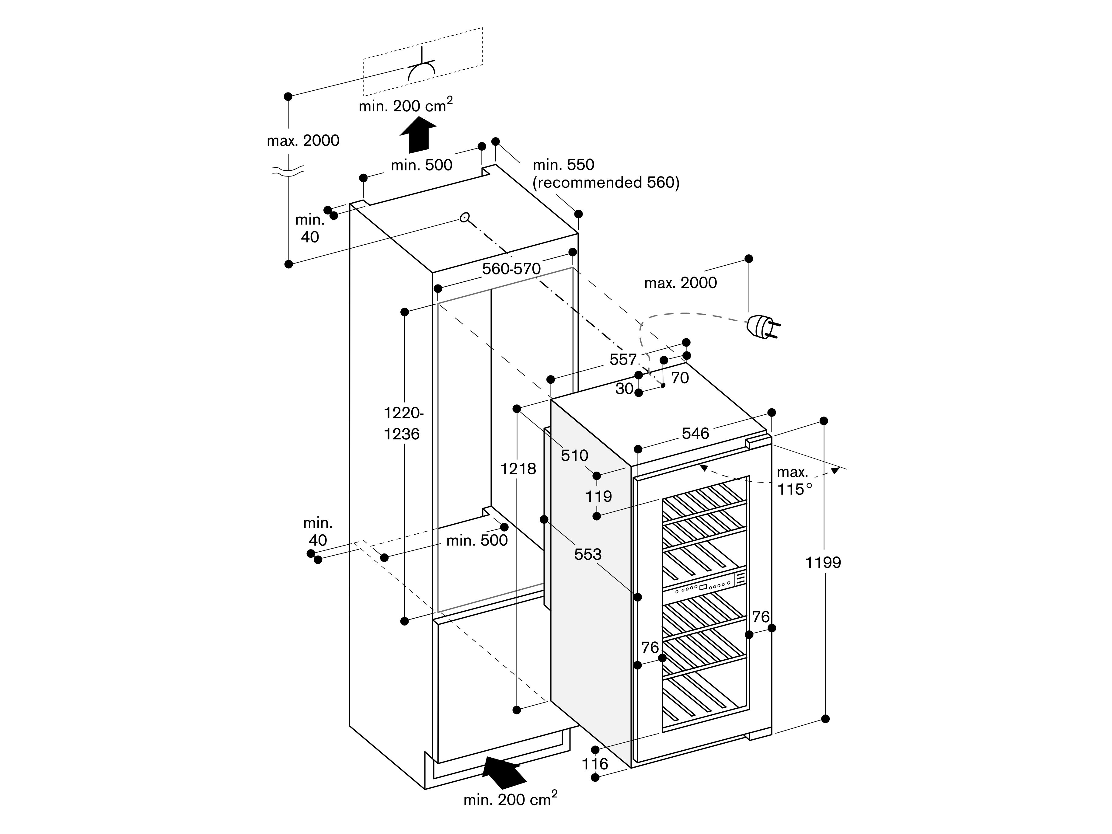 Встроенный холодильник с стеклянной дверью GAGGENAU серия 200 ARCH-00028710 - Вид №2