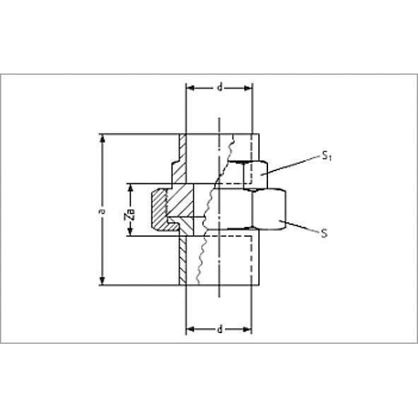 1433035 SANHA 4330 сгон ВП-ВП, бронза, с плоским уплотнением 35 мм  - Вид №1