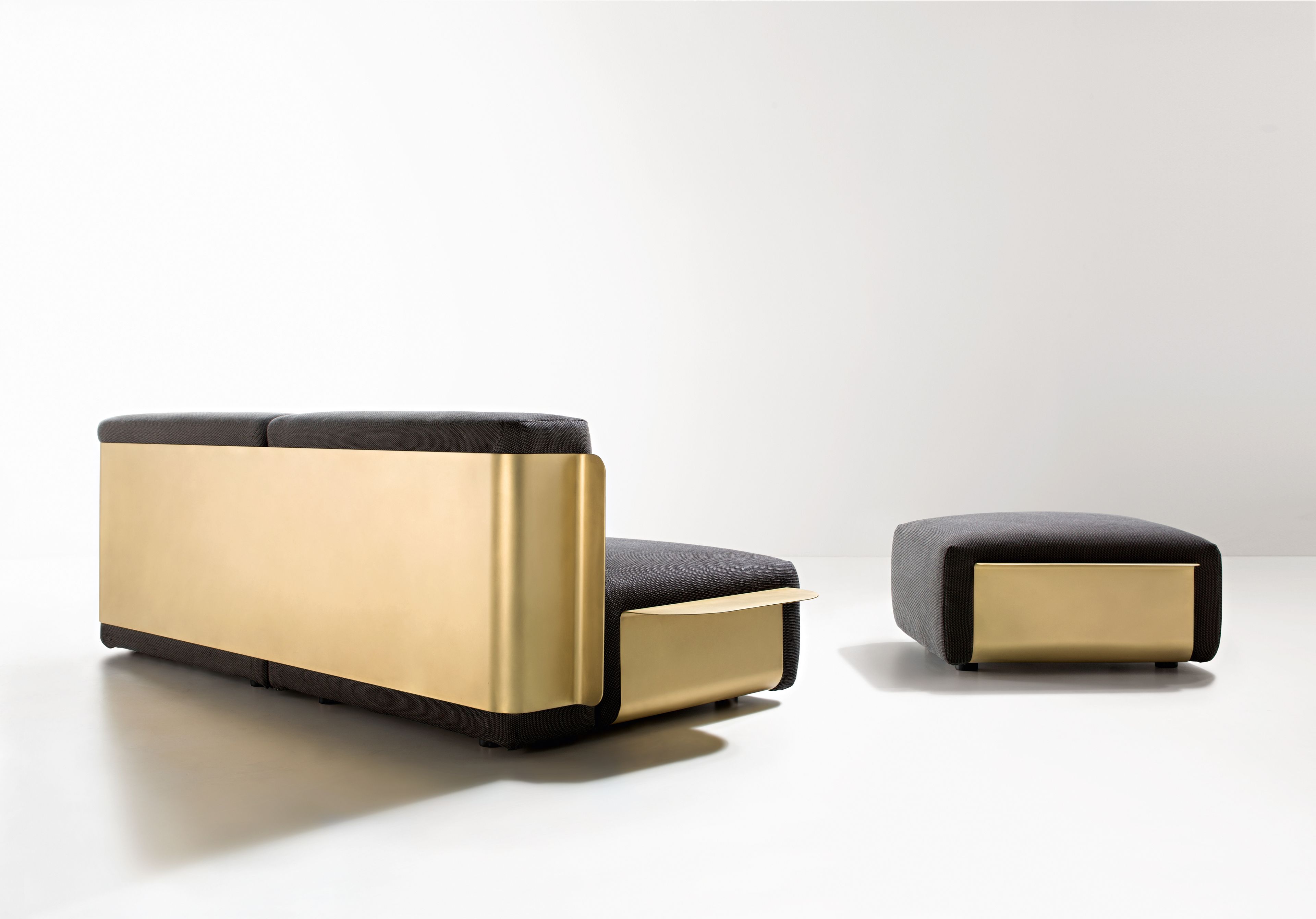 Прямоугольный тканевый пуф с латунной рамой DE CASTELLI ткацкий станок ARCH-00047920 - Вид №1