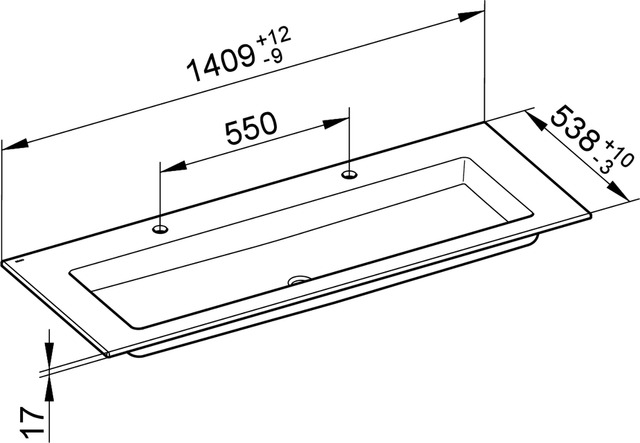32160311402 Двойной керамический умывальник KEUCO Royal 60 - Вид №2